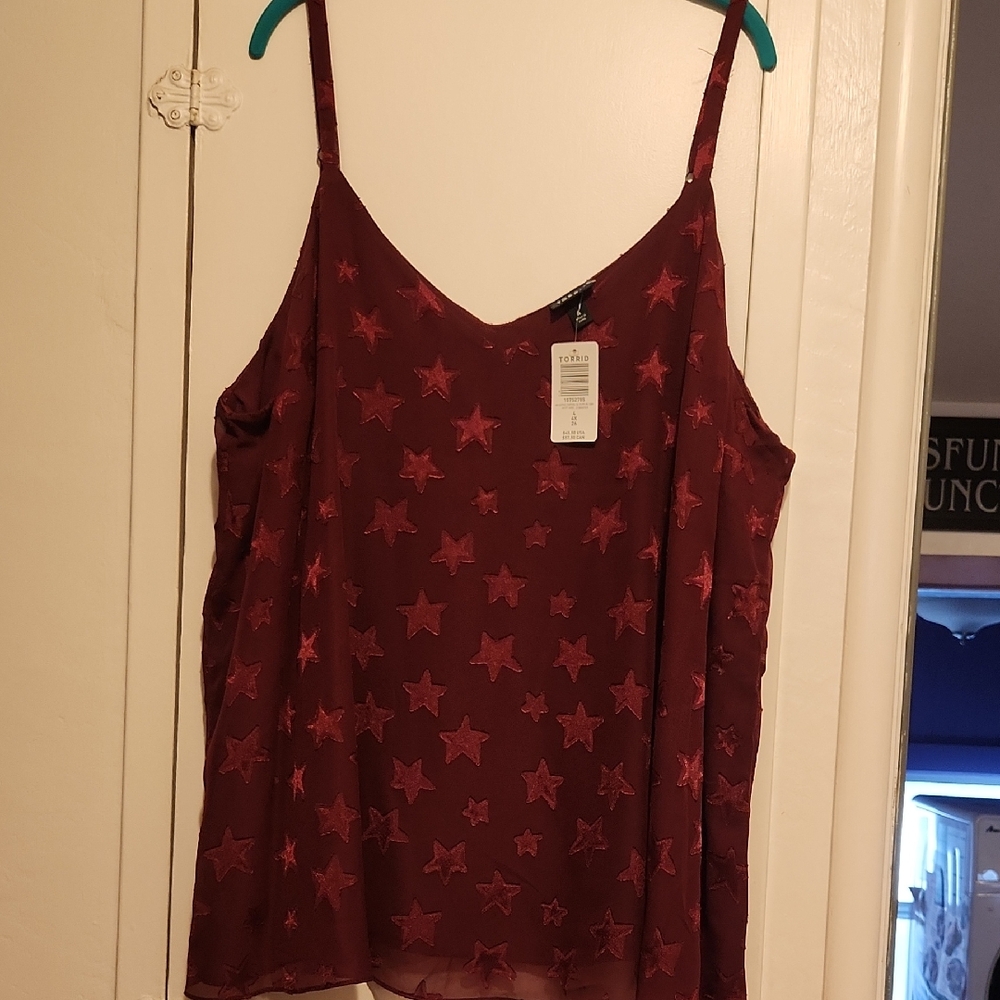 🔥Torrid Star Embroirdered  Burgundy Camisole